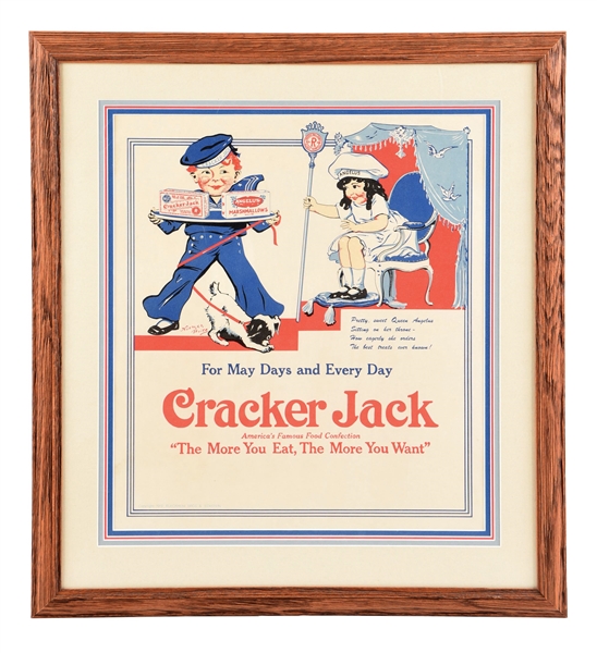 CRACKER JACK FRAMED ADVERTISING POSTER