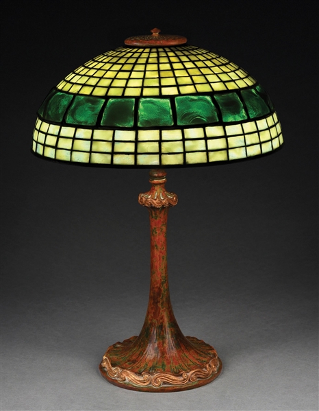 TIFFANY STUDIOS TURTLEBACK LEADED GLASS TABLE LAMP