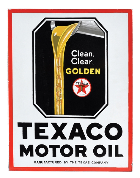 TEXACO MOTOR OIL PORCELAIN SERVICE STATION FLANGE SIGN.