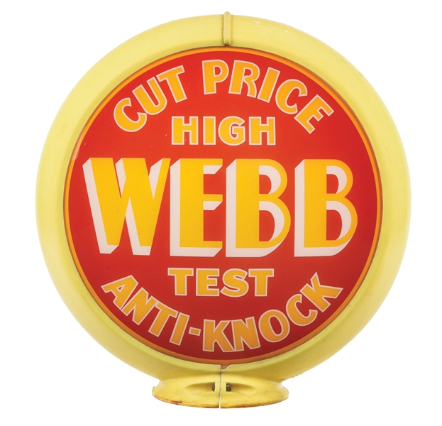 WEBB CUT PRICE HIGH TEST ANTI-KNOCK GASOLINE COMPLETE 13.5" GLOBE ON CAPCO BODY.