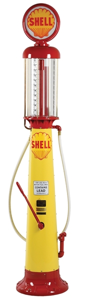 WAYNE MODEL #515 TEN GALLON VISIBLE GAS PUMP RESTORED IN SHELL GASOLINE.