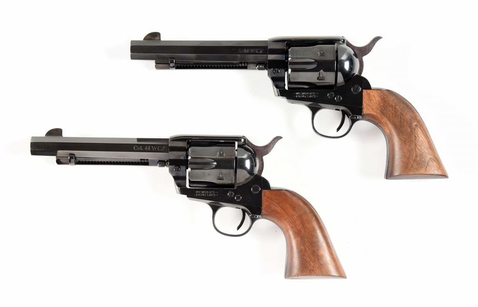 (M) LOT OF 2: CONSECUTIVE PAIR OF AMERICAN WESTERN ARMS ULITMATE 1873 SINGLE ACTION REVOLVERS WITH OCTAGON BARRELS.