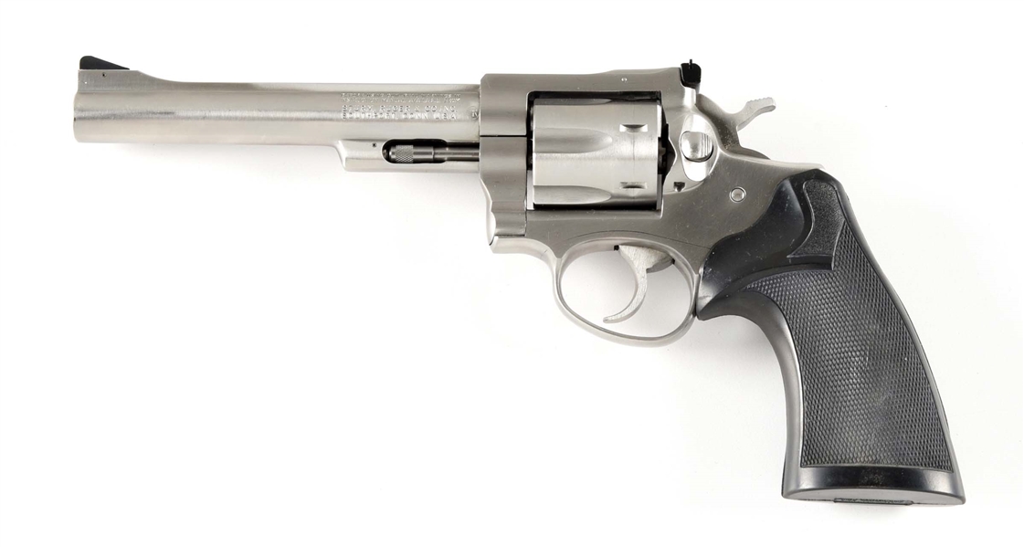 (M) STAINLESS RUGER SECURITY-SIX DOUBLE ACTION REVOLVER.