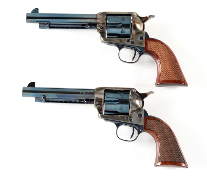 (M) LOT OF 2: CONSECUTIVE PAIR OF TAYLORS & CO. 1873 SINGLE ACTION REVOLVERS.