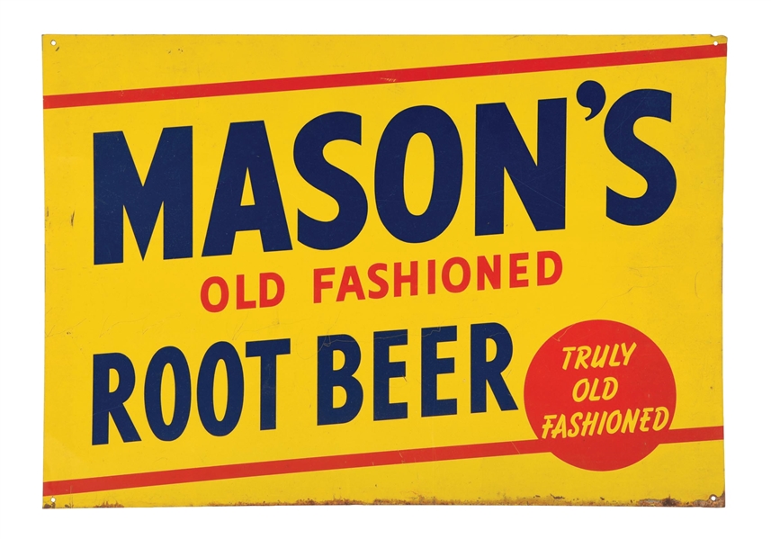 MASONS OLD FASHIONED ROOT BEER TIN SIGN