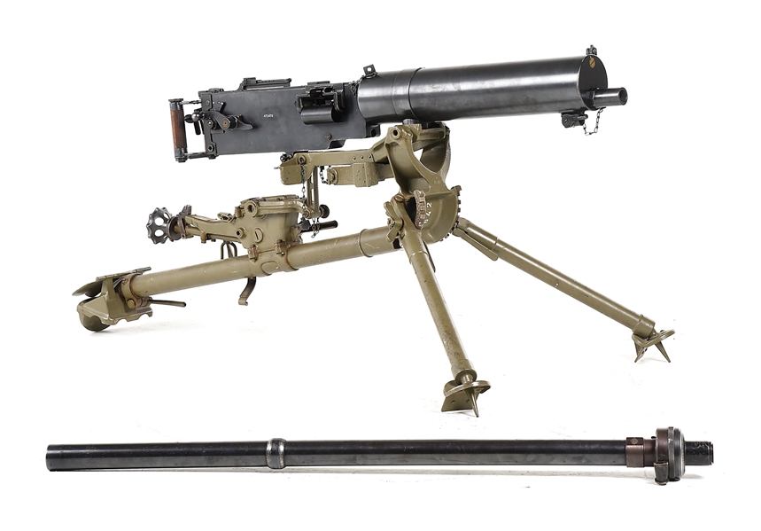 (N) EXCEPTIONALLY ATTRACTIVE SWISS MG-11 MAXIM MACHINE GUN WITH TELESCOPIC SIGHT ON SWISS MOUNT (CURIO & RELIC).