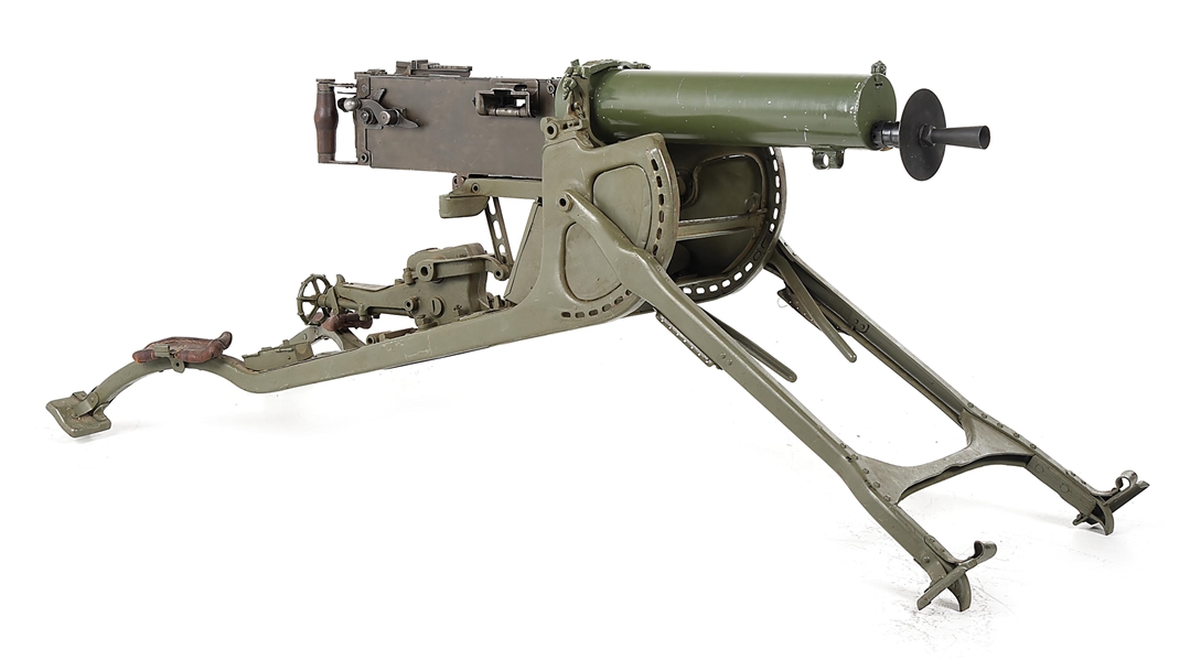 (N) ATTRACTIVE GERMAN WORLD WAR 1 DWM MANUFACTURED MG-08 MAXIM MACHINE GUN WITH SLED MOUNT (FULLY TRANSFERABLE).