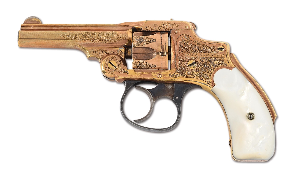 (C) FACTORY YOUNG ENGRAVED AND GOLD PLATED SMITH & WESSON NEW DEPARTURE DOUBLE ACTION REVOLVER INSCRIBED TO CHARLES BARHITE JR.