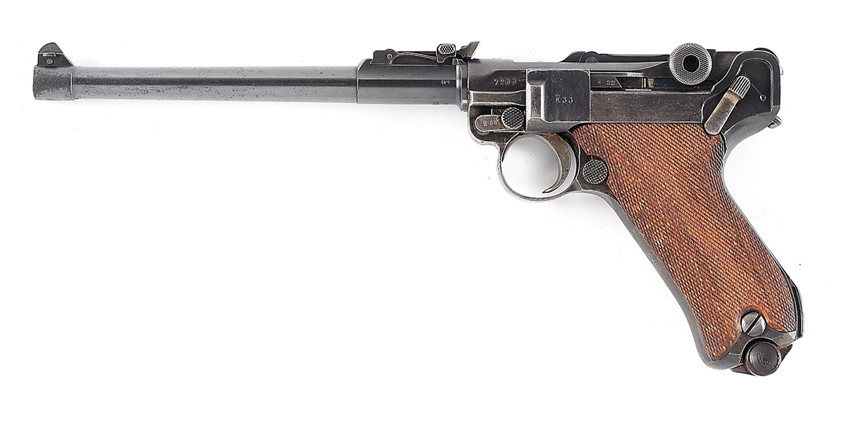 (C) 1914 ERFURT LP08 ARTILLERY LUGER SEMI-AUTOMATIC PISTOL.