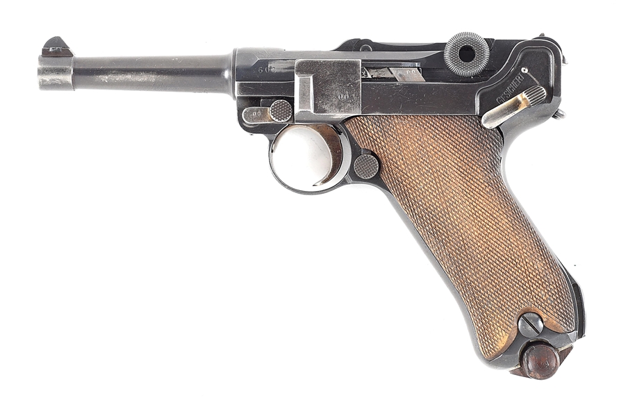 (C) ERFURT 1917 LUGER SEMI-AUTOMATIC PISTOL WITH EARLY DEATH HEAD MARKINGS 