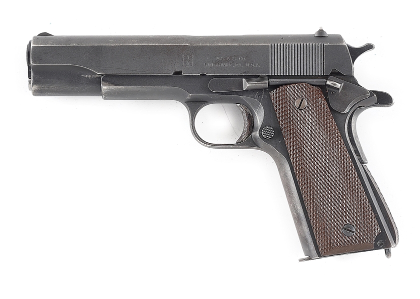 (C) UNION SWITCH AND SIGNAL M1911A1 SEMI-AUTOMATIC PISTOL WITH 1944 DATED BOYT HOLSTER.