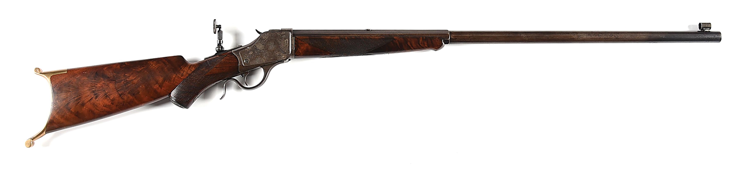 (A) DELUXE WINCHESTER MODEL 1885 HIGH WALL SINGLE SHOT RIFLE.