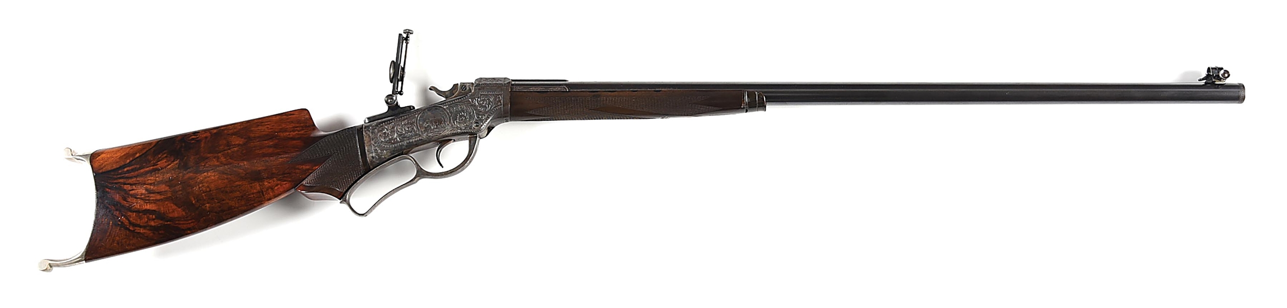 (A) VERY FINE MARLIN BALLARD NO. 6 - 1/2 RIGBY MID-RANGE OFF HAND SINGLE SHOT RIFLE.