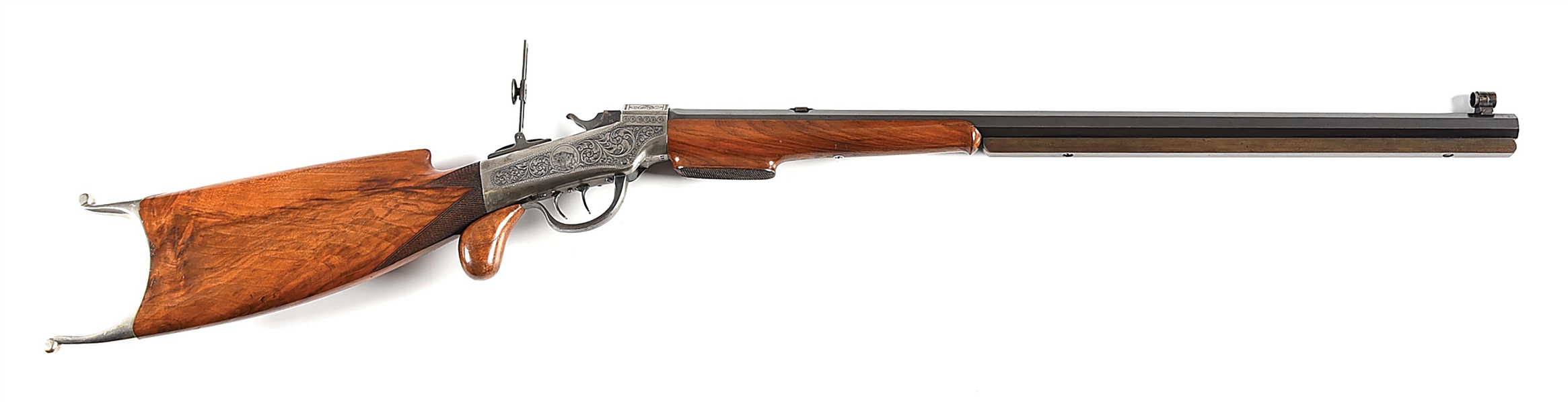 (A) ENGRAVED MARLIN BALLARD GALLERY SCHUETZEN RIFLE.