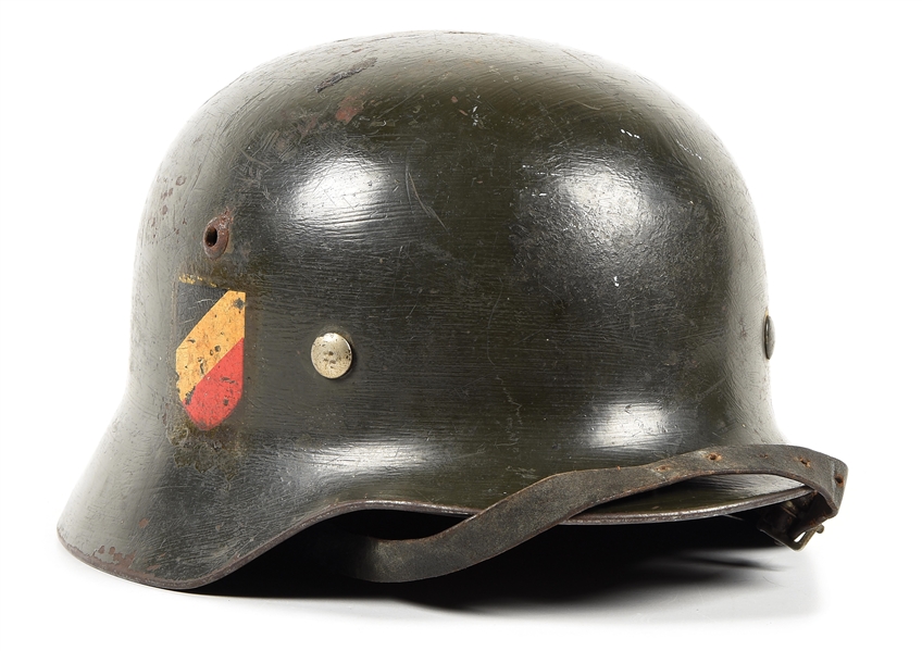 GERMAN WWII HEER DOUBLE DECAL M35 HELMET.