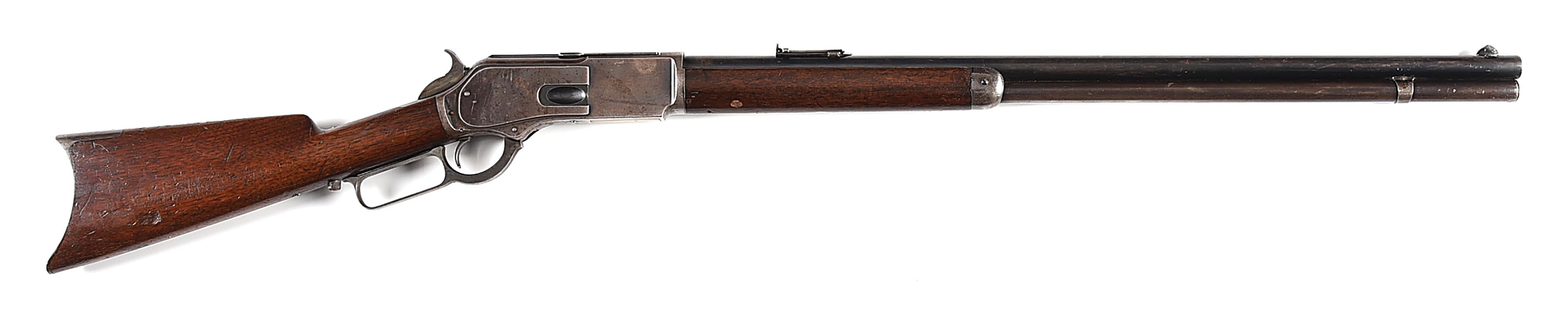 (A) WINCHESTER MODEL 1876 LEVER ACTION RIFLE.