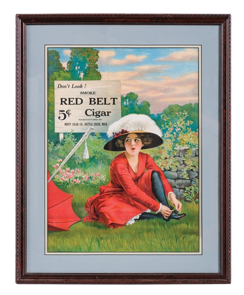 5¢ RED BELT CIGAR FRAMED ADVERTISING