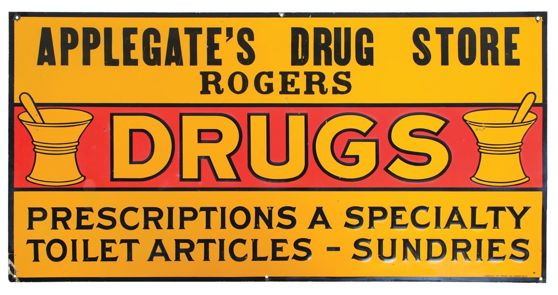 SINGLE-SIDED EMBOSSED DRUGS TIN ADVERTISING SIGN