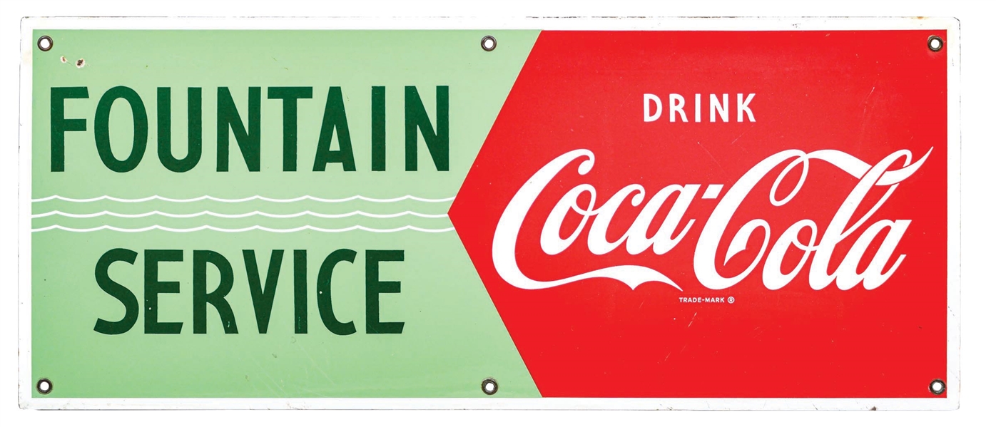 PORCELAIN COCA-COLA FOUNTAIN SERVICE SIGN