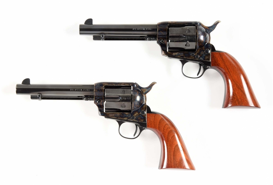 (M) LOT OF 2: CONSECUTIVE PAIR OF TAYLORS & CO. MODEL 1873 SINGLE ACTION REVOLVERS.