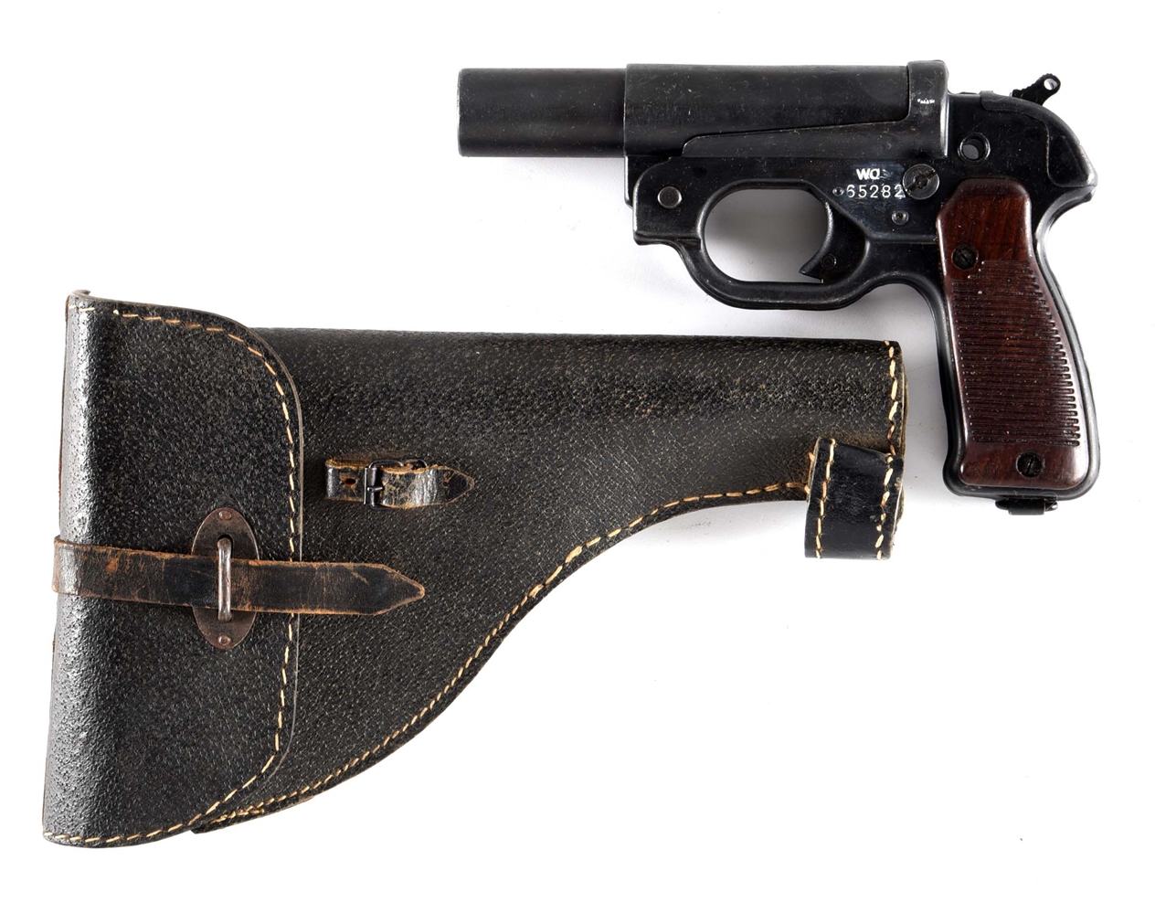 WWII GERMAN HASAG LP 42 FLARE PISTOL WITH HOLSTER.