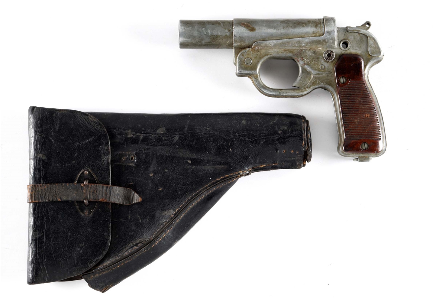 WWII GERMAN HASAG LP 42 FLARE PISTOL WITH HOLSTER.
