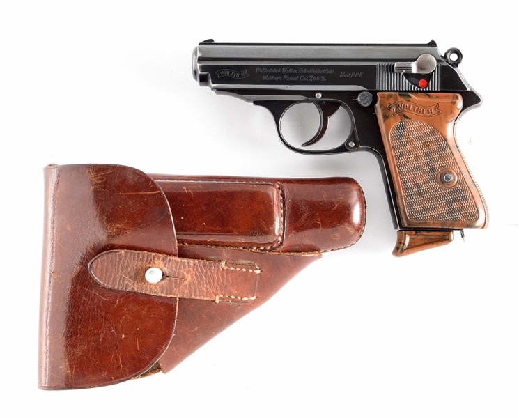 (C) WALTHER PPK SEMI-AUTOMATIC PISTOL WITH HOLSTER.