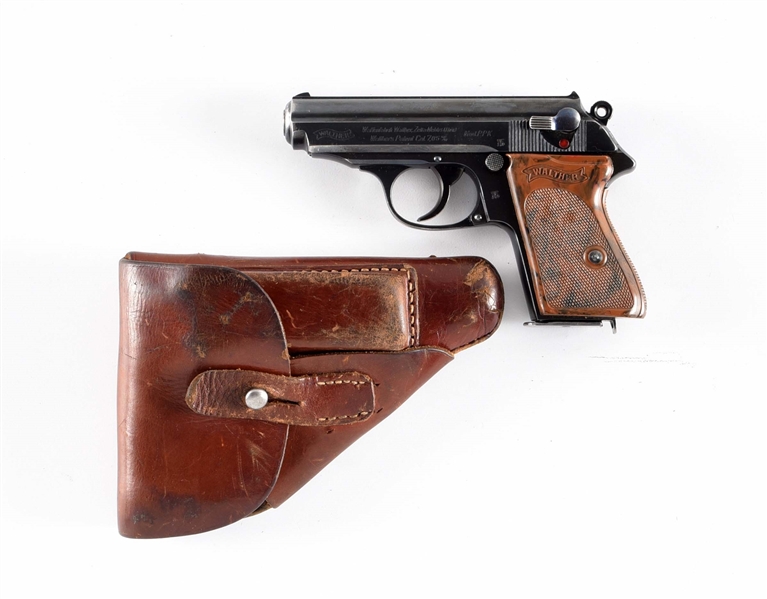 (C) SCARCE WWII MILITARY PROOFED HIGH POLISH FINISH WALTHER PPK SEMI-AUTOMATIC PISTOL WITH HOLSTER.