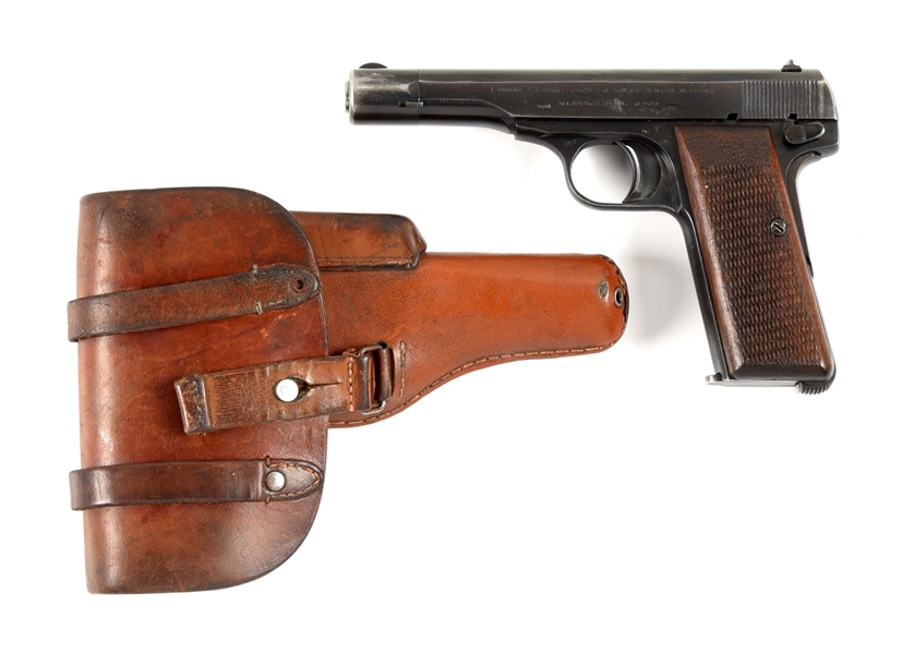 (C)NAZI MARKED  FN BROWNING M1922, .32 ACP, WITH LEATHER HOLSTER 