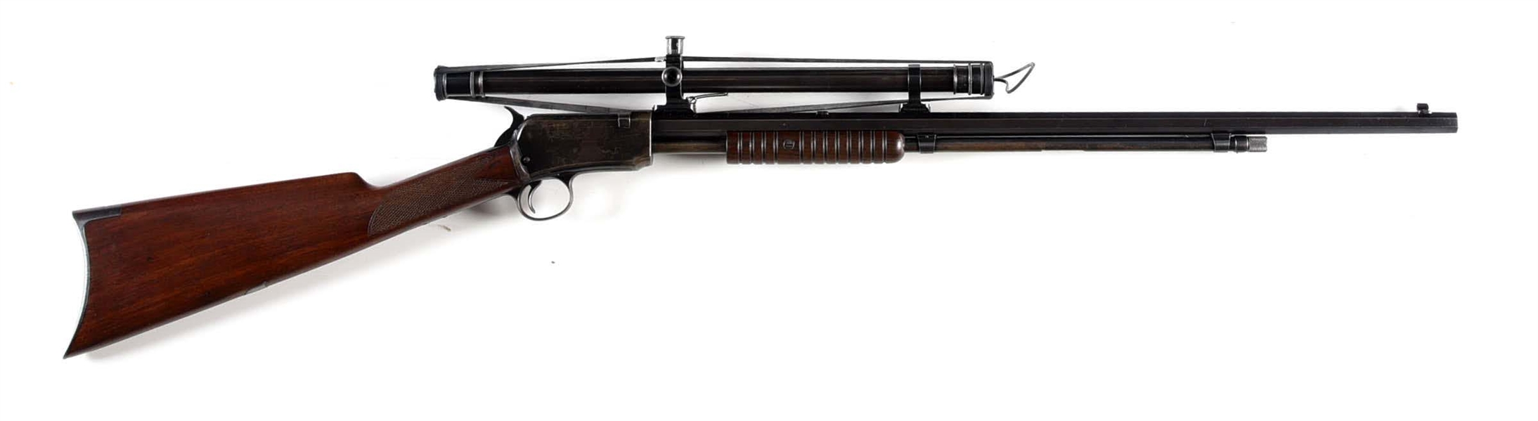 (C) WINCHESTER MODEL 1890 SLIDE ACTION RIFLE WITH WINCHESTER A5 SCOPE.