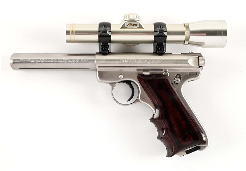 (M) RUGER MARK 2 TARGET STAINLESS SEMI-AUTOMATIC PISTOL.