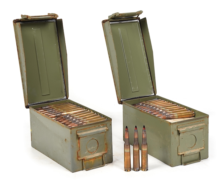 LOT OF 2: AMMO CANS OF UKRAINIAN API-T 12.7X108MM AMMUNITION.