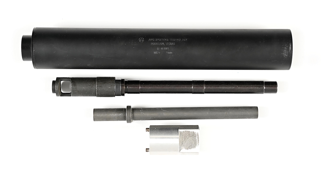 (N) AWC SYSTEMS TECHNOLOGY MK 9 SILENCER WITH TAKEDOWN TOOL AND TWO UZI BARRELS (SILENCER).