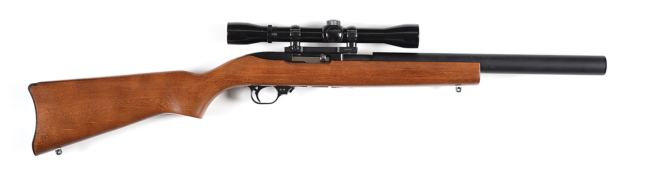 (N) RUGER MODEL 10/22 SEMI-AUTOMATIC CARBINE WITH AWC R10 INTEGRALLY SUPPRESSED BARREL (SILENCER).