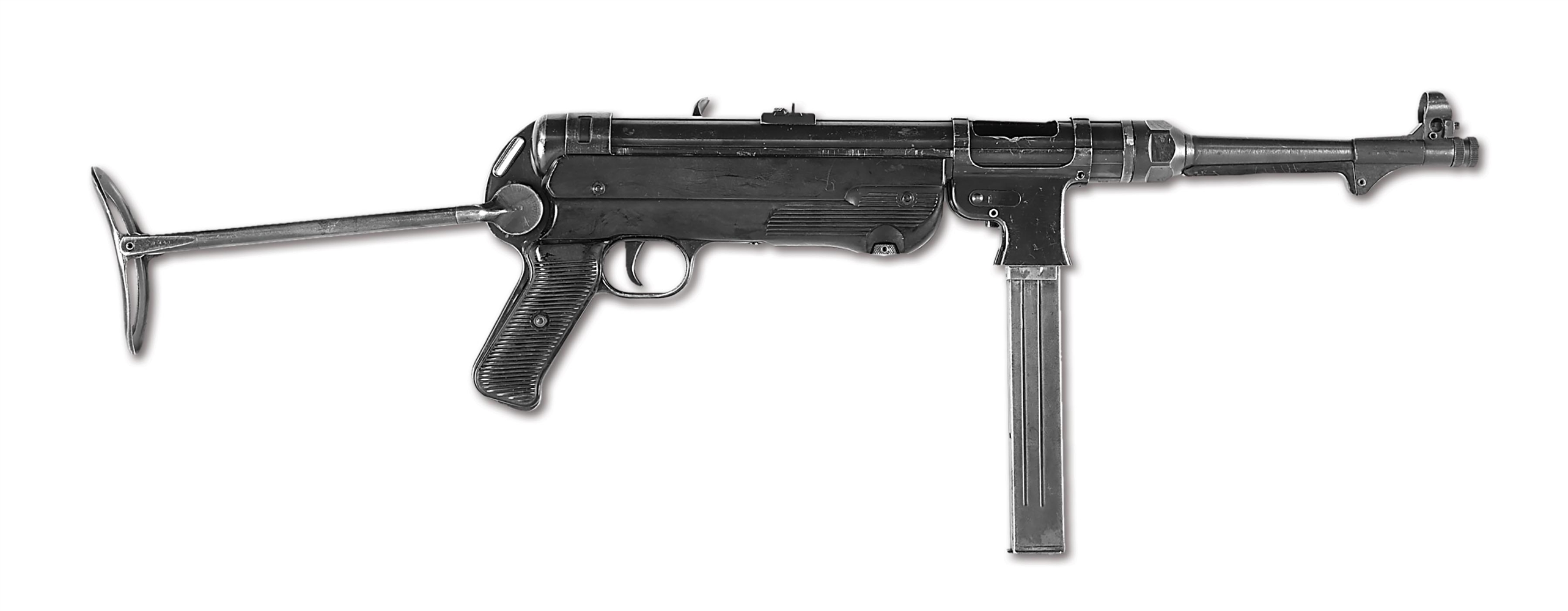 (N) MAGNIFICENT AND VERY SCARCE EARLY MP-40 MACHINE GUN WITH UNMODIFIED RECEIVER SLOT AND “HOOK TYPE” MATCHING BOLT (CURIO & RELIC).