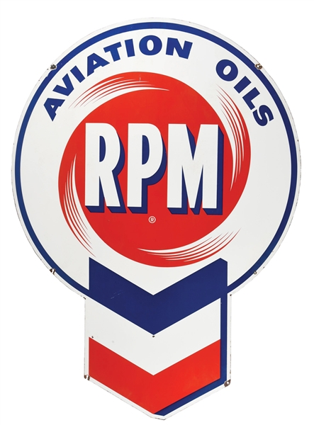 RPM AVIATION OILS PORCELAIN SIGN.