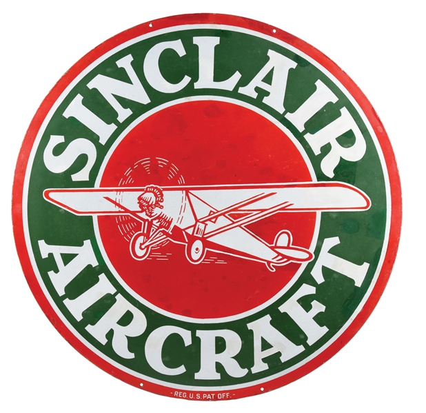 SINCLAIR AIRCRAFT DOUBLE SIDED PORCELAIN SIGN.