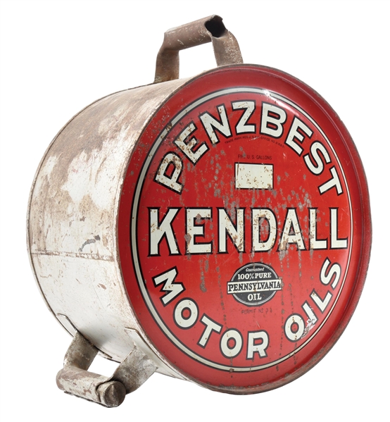 KENDALL PENNZBEST MOTOR OIL FIVE GALLON ROCKER CAN.