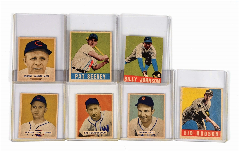 LOT OF 7: 1948 & 1949 LEAF AND BOWMAN BASEBALL CARDS