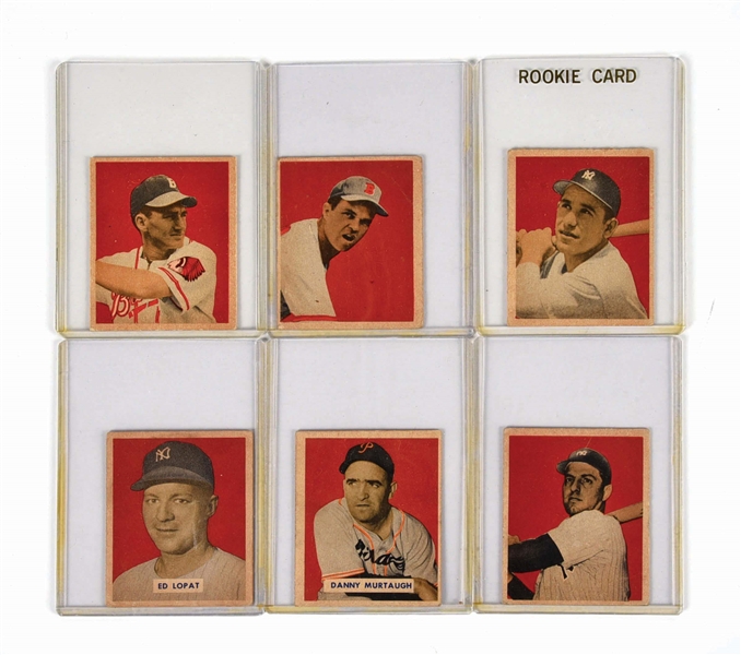 LOT OF 6: 1949 BOWMAN BASEBALL CARDS