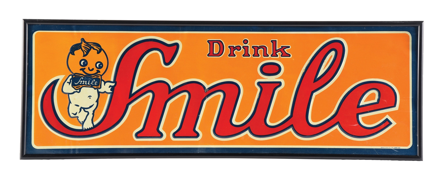 "DRINK SMILE" EMBOSSED TIN SIGN