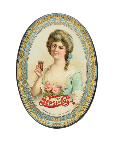 DRINK PEPSI-COLA TIN LITHOGRAPH TIP TRAY W/ BEAUTIFUL WOMAN GRAPHIC