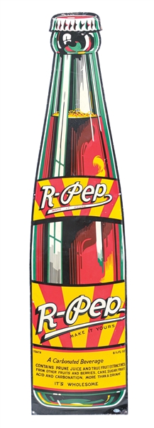 R-PEP EMBOSSED TIN BOTTLE SIGN