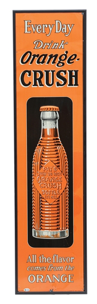 ORANGE CRUSH EMBOSSED TIN SIGN W/ EARLY BOTTLE GRAPHIC