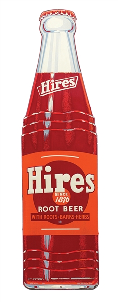 HIRES ROOT BEER PAINTED METAL DIE-CUT BOTTLE SIGN