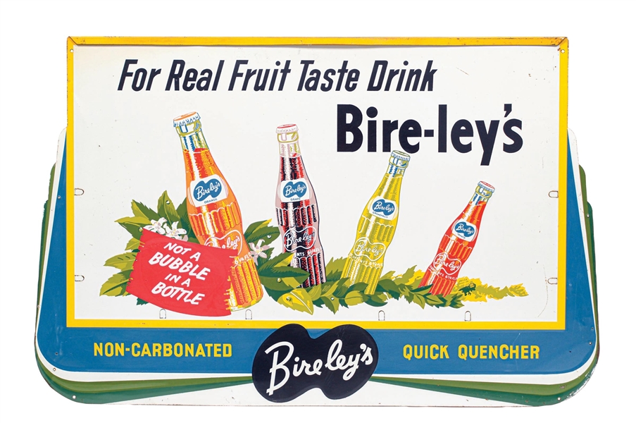 BIRELEYS EMBOSSED TIN SIGN W/ BOTTLE GRAPHICS