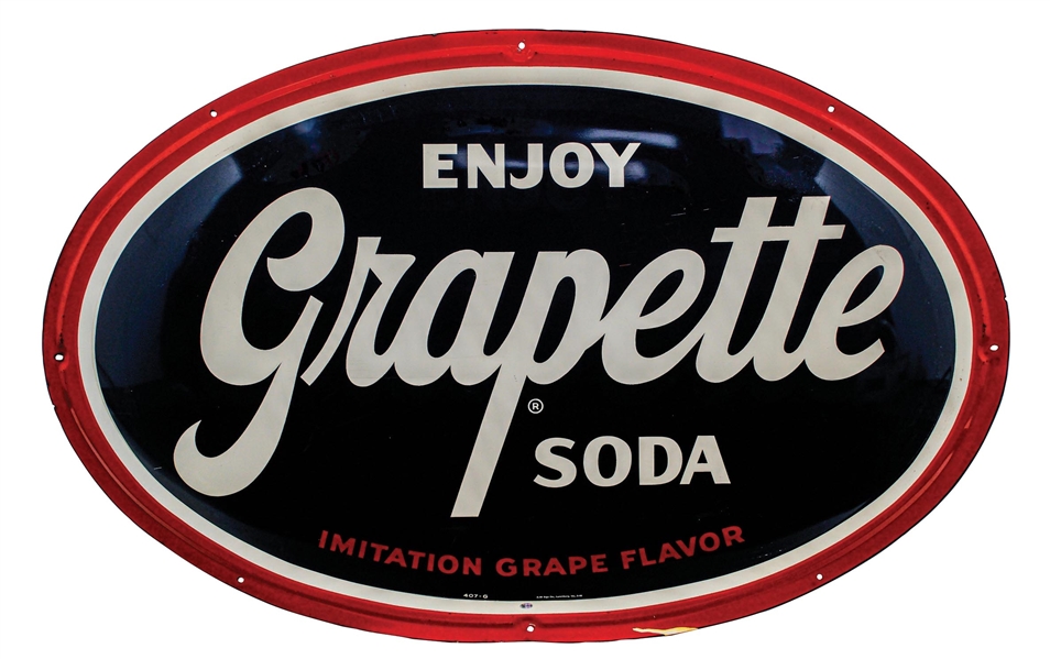 "ENJOY GRAPETTE SODA" SINGLE-SIDED PAINTED METAL SIGN