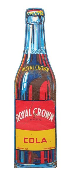 ROYAL CROWN COLA PAINTED METAL BOTTLE SIGN