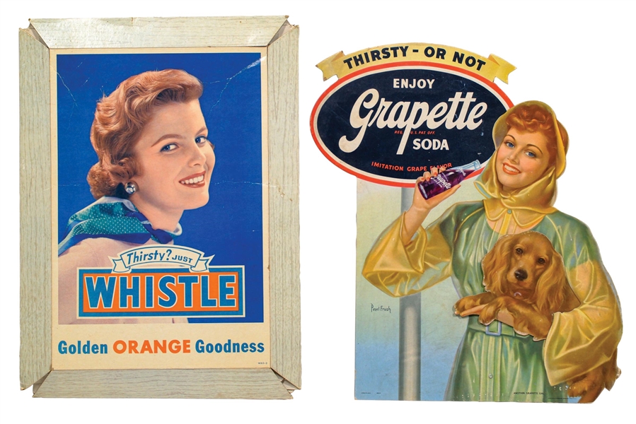 COLLECTION OF 2 CARDBOARD SODA POP ADVERTISEMENTS