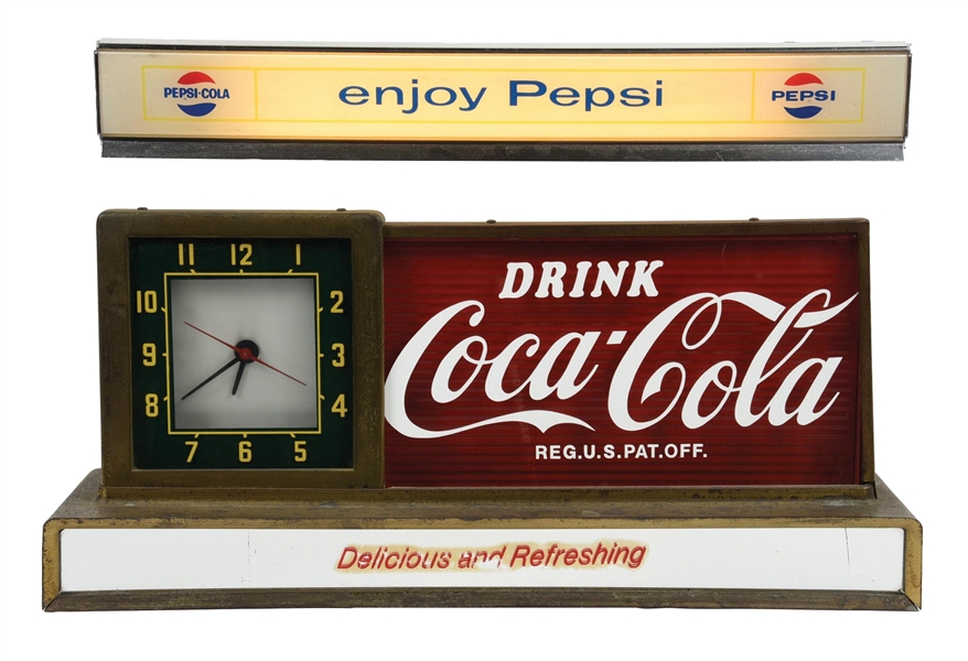 COLLECTION OF 2 LIGHT-UP SODA POP UP SIGNS